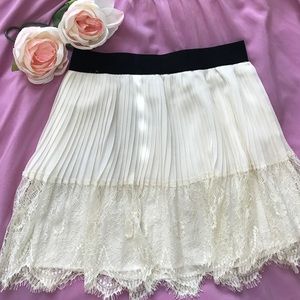 White Pleated Skirt w/ Lace